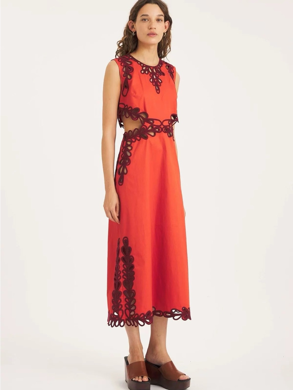 ANTIK BATIK Deva Cut-Out Embroidered Midi Dress, S M